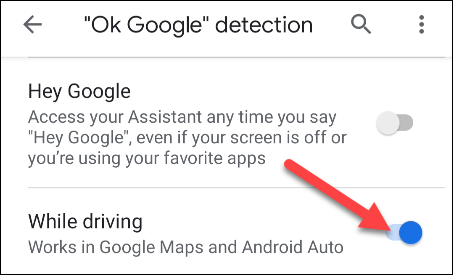 allow ok google detection while driving