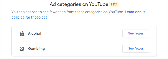 youtube ad personalization settings