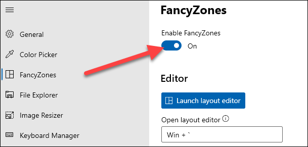 turn on fancy zones