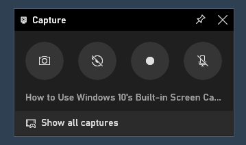 The Game Bar's Capture widget
