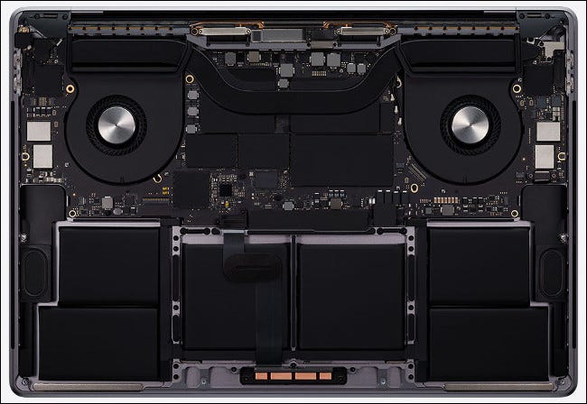 The hardware in a 2020 16-inch MacBook Pro.