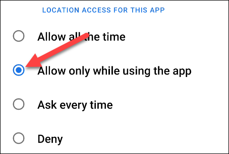 change the location permission