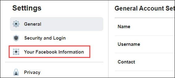 click your facebook information