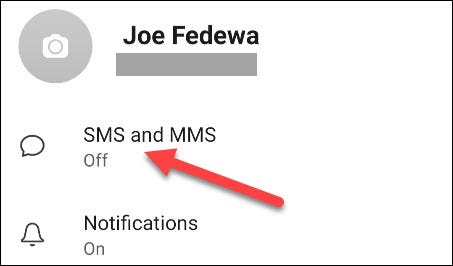 Select SMS and MMS