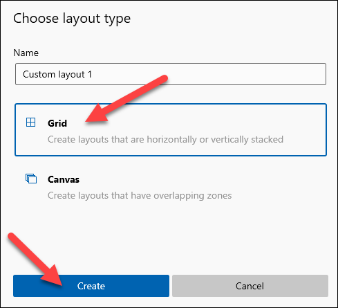 pick a zone type and click create