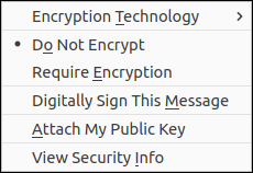 Security drop-down menu