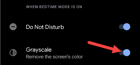 Toggle-on Grayscale whenever Bedtime mode is active.