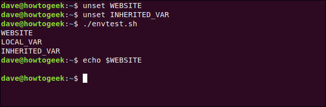 Unsetting an environment variable on Bash on Linux.