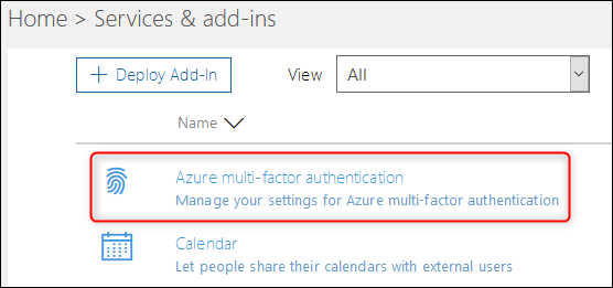 The Azure multi-factor authentication option