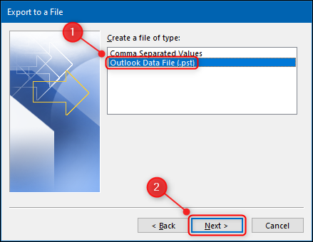 The file types you can choose to export to.