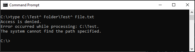 Caret space escaping error in Command Prompt