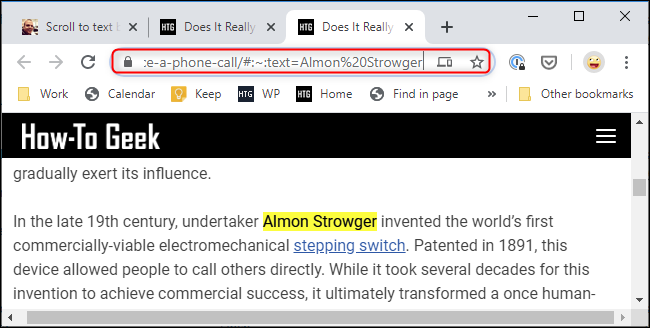 The scroll to text fragment markup in an URL in Chrome
