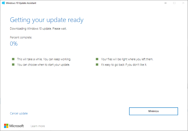 Installing the May 2020 Update with Windows 10's Update Assistant