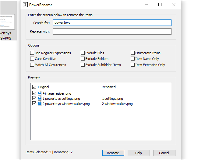 Batch renaming file with Microsoft's PowerRename PowerToy