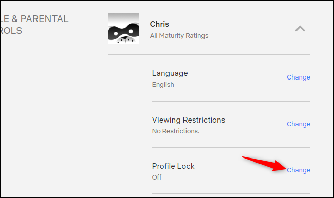 Accessing Profile Lock on Netflix's website