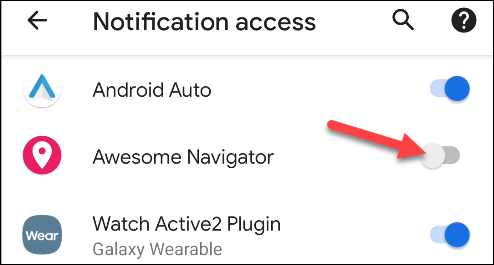 Toggle-On Awesome Navigator in the Notification Access menu.