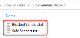 Two text files containing the sender data.