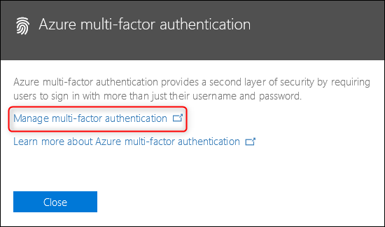The Azure multi-factor authentication link