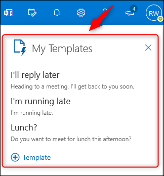 The My Templates panel in a new email.