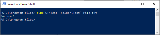 Escaping spaces with the grave accent in PowerShell