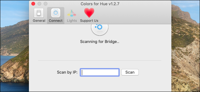 Entering a Hue Bridge IP address in the Colors for Hue app.