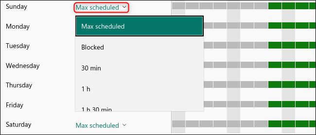 The Max Scheduled drop-down menu to set a time limit.