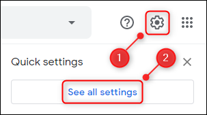 The Settings cog and the See all settings button.