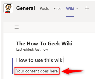 The Your content goes here message.