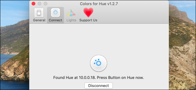 Pressing the Hue button to connect Colors for Hue.