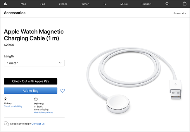 apple watch charging cable on apple website