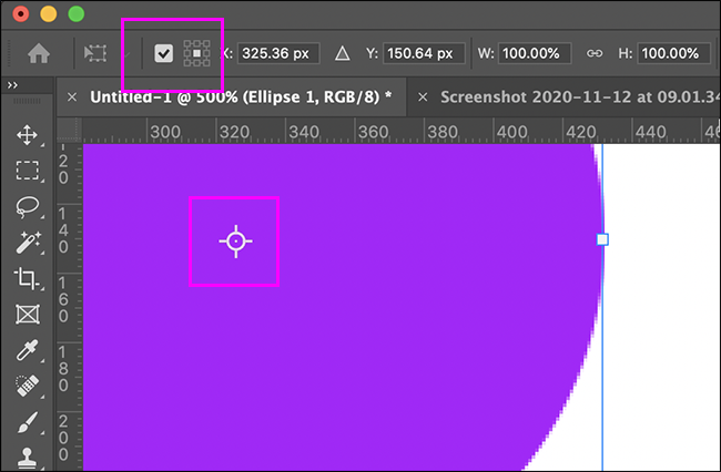 central reference point option checked