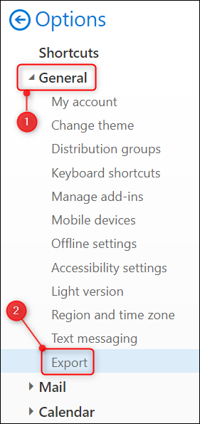 The Export setting