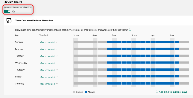 Toggle-On the Use One Schedule for All Devices option.