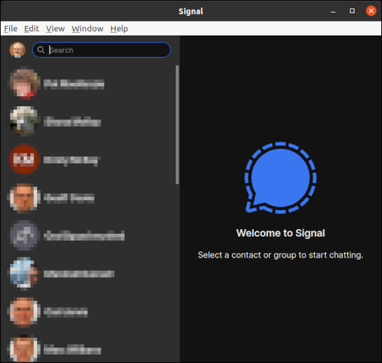 Signal main window in dark mode