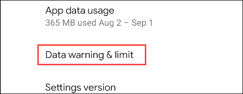 set a data usage warning and limit
