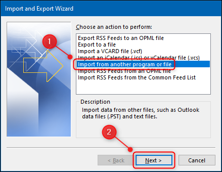 Outlook's Import from another program or file option.