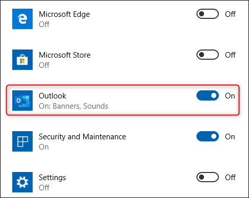 The Outlook app option.