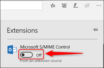 The S/MIME Control on/off toggle switch.