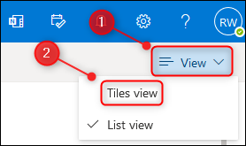 The View menu and the Tiles view option.
