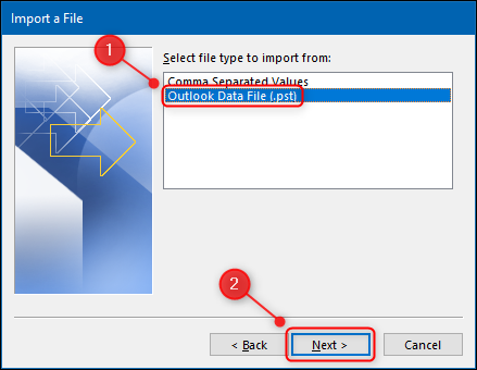 The file types you can choose to import from.