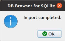 Import completed notification dialog