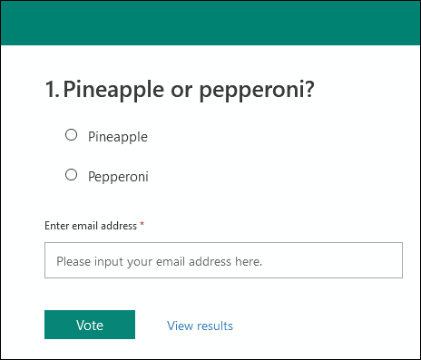 The poll response page displayed in Microsoft Forms.