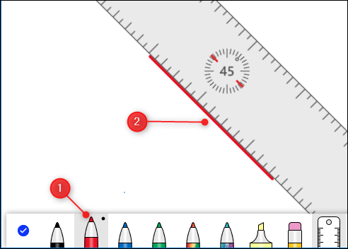 A line drawn using the ruler.