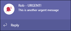 An Urgent chat notification banner.