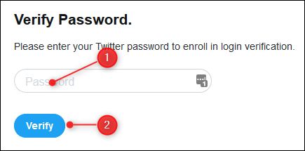 The text box for entering your password, and the Verify button.