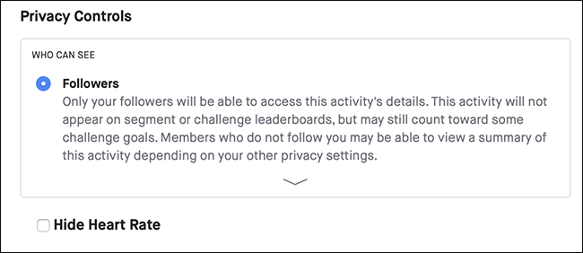 The Privacy Controls menu for an activity.