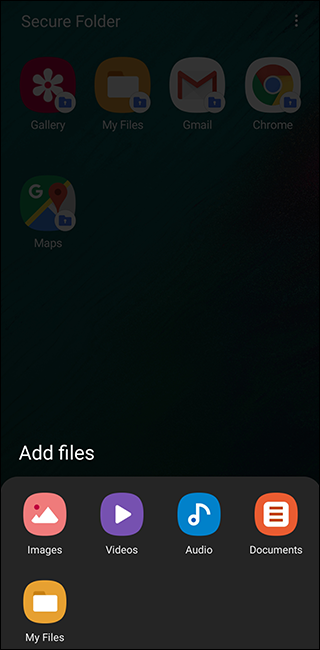 Sasmung Secure Folder Add Files