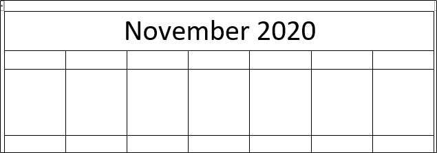 Calendar with only month name