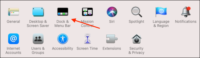 Click Dock & Menu Bar from System Preferences