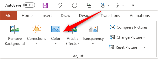 Click Color in the Adjust group.